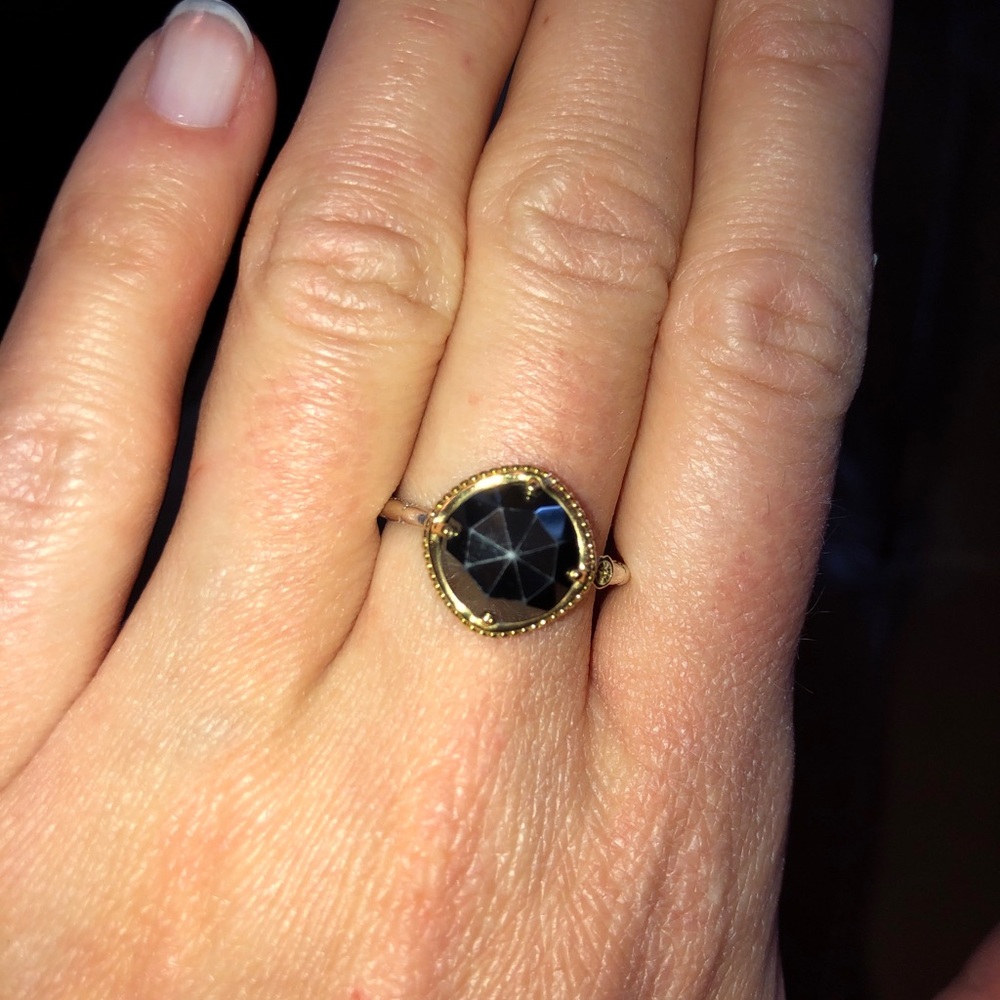 Tacori Gold Ring with Black Faceted Center